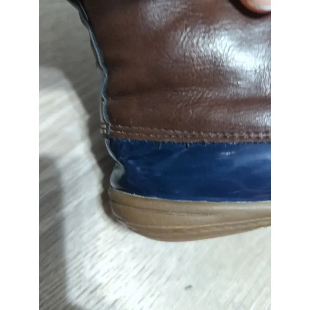 Lucky Top‎ Ducko Childs Navy And Brown Tie Up Rain Boots Size 8